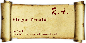Rieger Arnold névjegykártya